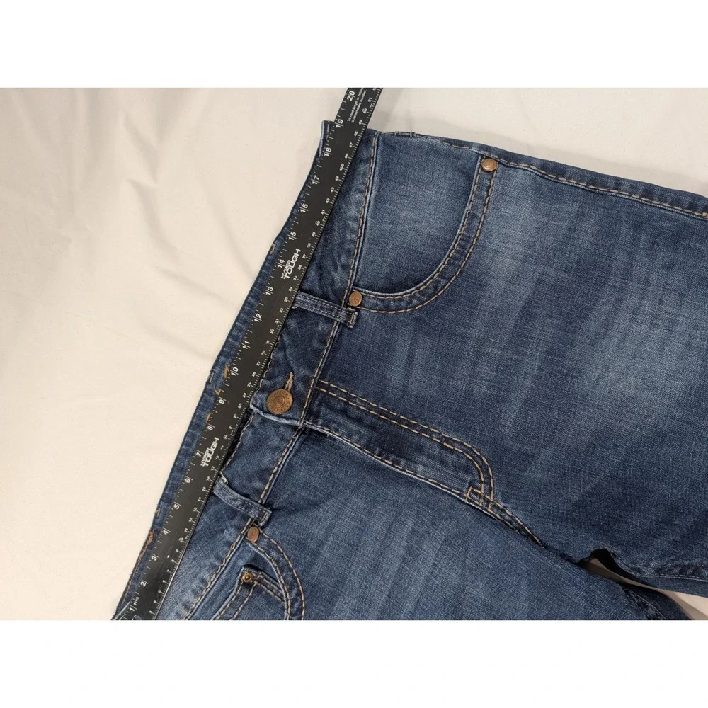 Wrangler Rock 47 Jeans Mens 38x30‎ Thick Stitch Heavy Blue Slim Straight Denim